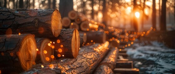 Logs arranged for processing in a sawmill