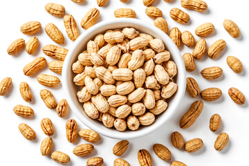 Sticker - Bowl of peanuts on white background