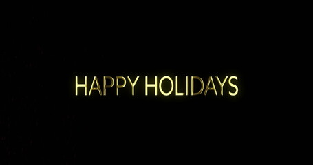 Sticker - Bright yellow text on black background reads HAPPY HOLIDAYS in capital letters