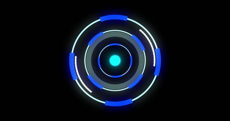 Poster - Image of lines moving in loading circles against black background