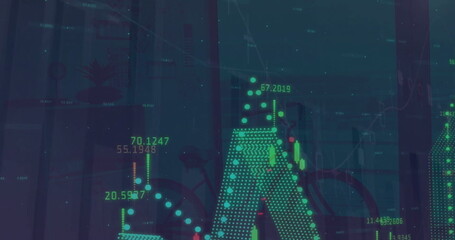 Poster - Image of statistics and financial data processing over world map