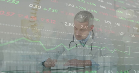 Poster - Image of data processing over caucasian male doctor