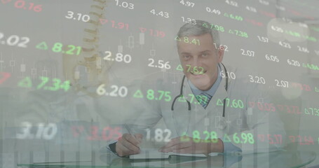 Poster - Image of data processing over caucasian male doctor