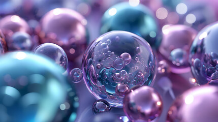 Bubbly Background with Colorful Spheres and Beads