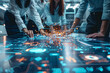 © Thitiphan - A business team collaborating with holographic tools, demonstrating digital transformation in teamwork, with space for text.