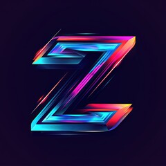 Wall Mural - z capital futuristic letter with vivid colors and black background