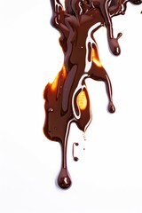 Wall Mural - chocolate melting and dripping on a white background
