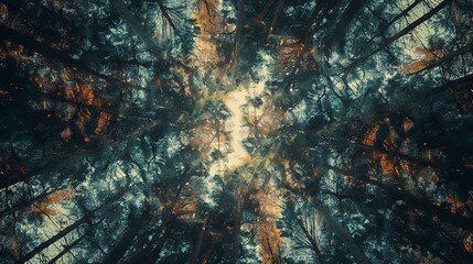 realistic photography of coniferous forest. abstract background of a northern forest