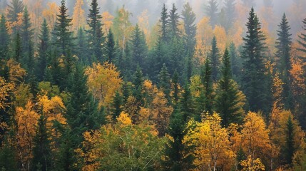 realistic photography of coniferous forest. abstract background of a northern forest