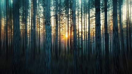 Wall Mural - Realistic photography of coniferous forest. Abstract background of a northern forest