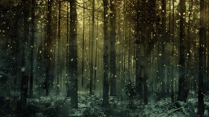 realistic photography of coniferous forest. abstract background of a northern forest