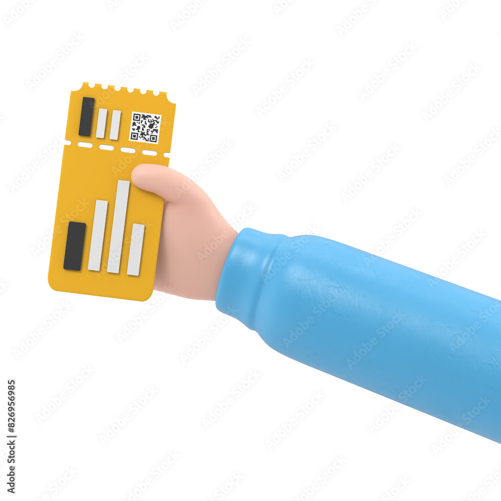 3D airline boarding pass ticket in holding hand, ready tourism and ...