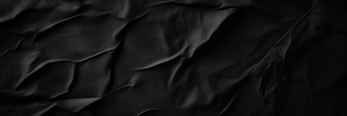Black paper poster texture background, Weathered black paper texture, black friday banner.Crumpled black paper with wrinkles and rubbed corners