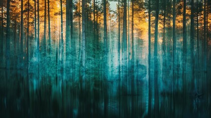 realistic photography of coniferous forest. abstract background of a northern forest