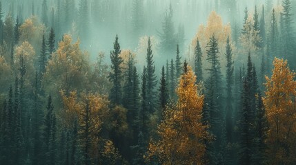 realistic photography of coniferous forest. abstract background of a northern forest