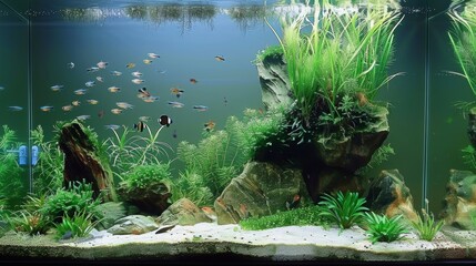 Sticker - aquascaping make a natural aquarium with plants and freshwater fish