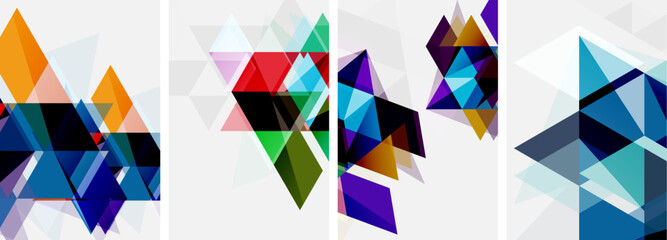 Poster - Colorful bright triangles with various colors and transparencies. Vector illustration For Wallpaper, Banner, Background, Card, Book Illustration, landing page