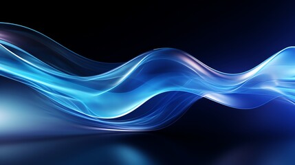 Poster - neon blue lines flowing, tech direction, abstract, dynamic movement effect