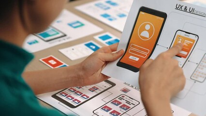 Poster - excellent startup company employee planning for user interface prototype for mobile application or w