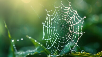 jeweled web morning dew on spider s silk