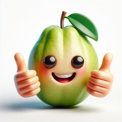 Wall Mural - 3D Guava emoji thumbs up on a white background