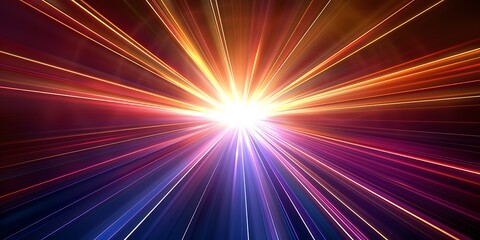 Wall Mural - Colorful light streaks radiating from a central bright light source.
