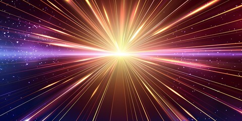 Wall Mural - Colorful light streaks radiating from a central bright light source.
