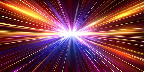Wall Mural - Colorful light streaks radiating from a central bright light source.
