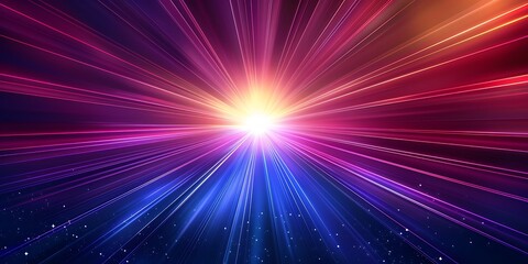 Wall Mural - Colorful light streaks radiating from a central bright light source.
