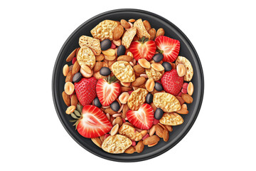 Wall Mural - Cereals with strawberry and almond beans isolated on white background