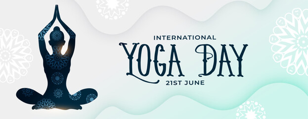international yoga day event banner woman in yoga posture
