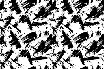 Sticker - A black and white painting with splatters of paint that creates a chaotic