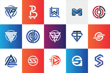 Fototapete - Letter mark Geometric Modern minimal initial Logo Design set collection template for business company brand