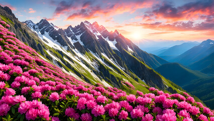 Wall Mural - flowers in the mountains