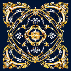 Wall Mural - versace baroque scarf pattern, vector illustration flat 2