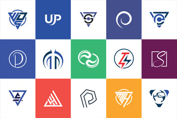 Fototapete - Letter mark Geometric Modern minimal initial Logo Design set collection template for business company 