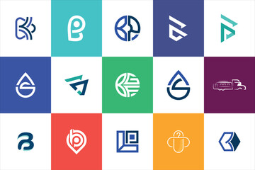Fototapete - Letter mark Geometric Modern minimal initial Logo Design set collection template for business company 
