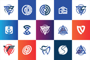 Fototapete - Letter mark Geometric Modern minimal initial Logo Design set collection template for business company 