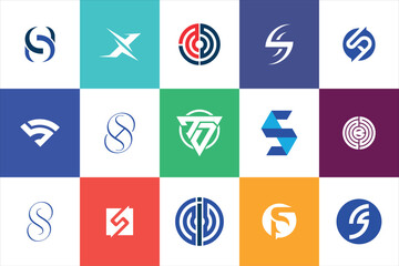 Fototapete - Letter mark Geometric Modern minimal initial Logo Design set collection template for business company 