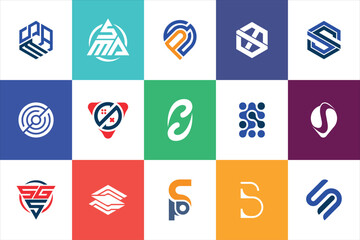 Fototapete - Letter mark Geometric Modern minimal initial Logo Design set collection template for business company 