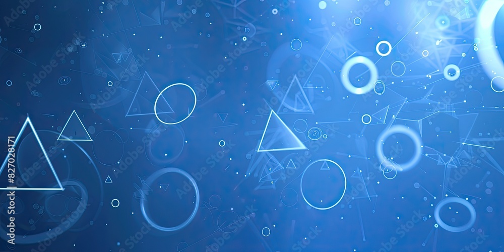 Blue background with white simple shapes and circles for an animation ...