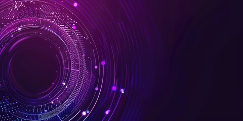 Wall Mural - Royal Purple background, colorful lines and dots on the left side of the screen. The circular pattern is simple and minimalist, with no text or graphic elements.