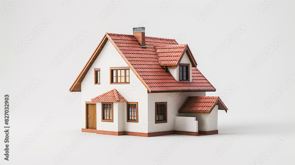 3D render of a minimalistic house design isolated on a white background ...