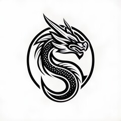 Wall Mural - chinese dragon tattoo, black dragon with background, black dragon tattoo, tattoo design, dragon symbol, dragon icon, dragon logo black and white