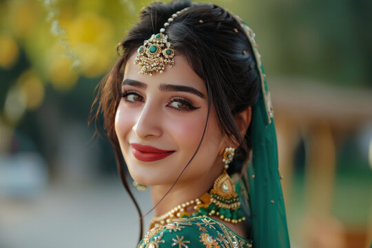 beautiful Indian woman with traditional wear and jewelry