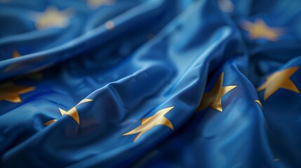 Drapery Flag EU Union European Close europa country member state blue closeup star political politic symbol fluttering brussels circle community cooperation council