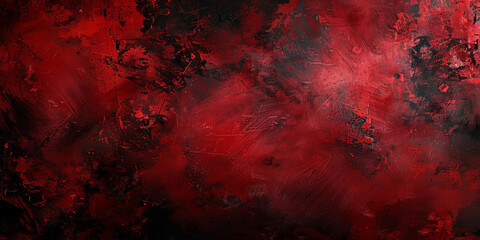 Wall Mural - Abstract red and black textured background with dynamic brush strokes and splashes, creating a bold and intense visual impact with a sense of movement and energy. red grunge wall texture, halloween