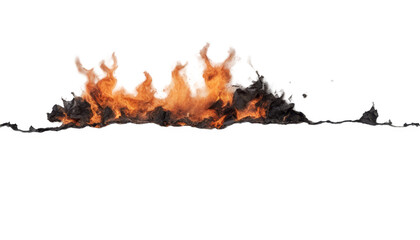 Wall Mural - Horizontal fire with smoke isolate on transparent background, cutout, png