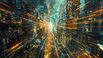 Poster - Cyber Cityscape: A Futuristic Metropolis Driven by Data and Energy Fields
