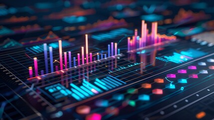 Poster - Financial data document graph chart report statistic marketing research development planning management strategy analysis accounting. Financial business technology hologram concept